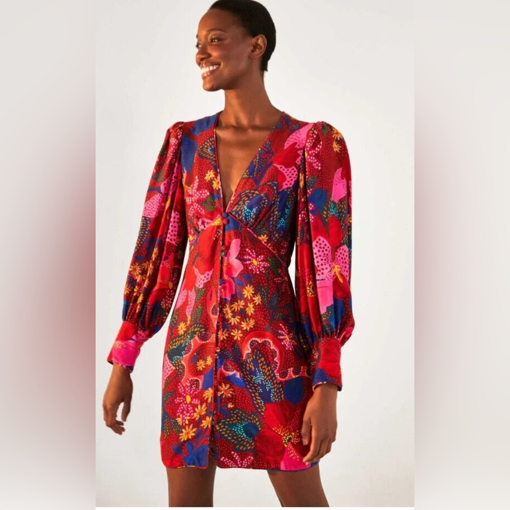FARM Rio Red Multi Floral Mini Dress